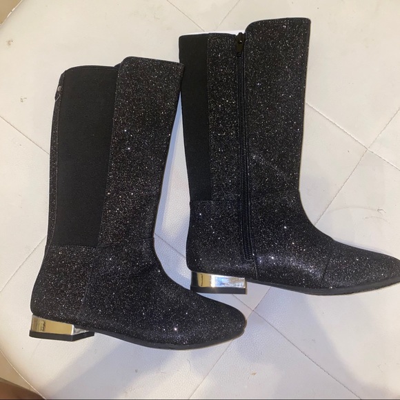 Black glitter kids girls boots booties shoes - Picture 1 of 10